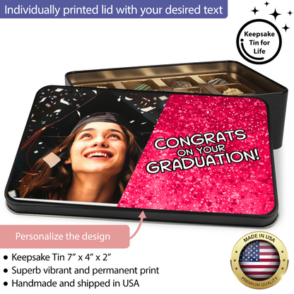 Congrats On Your Graduation Pink Tin Of Handmade Truffles