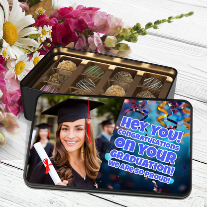 Hey You Congrats On Your Graduation Tin Of Handmade Truffles