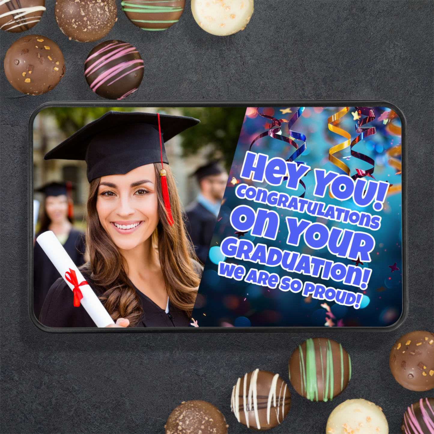 Hey You Congrats On Your Graduation Tin Of Handmade Truffles