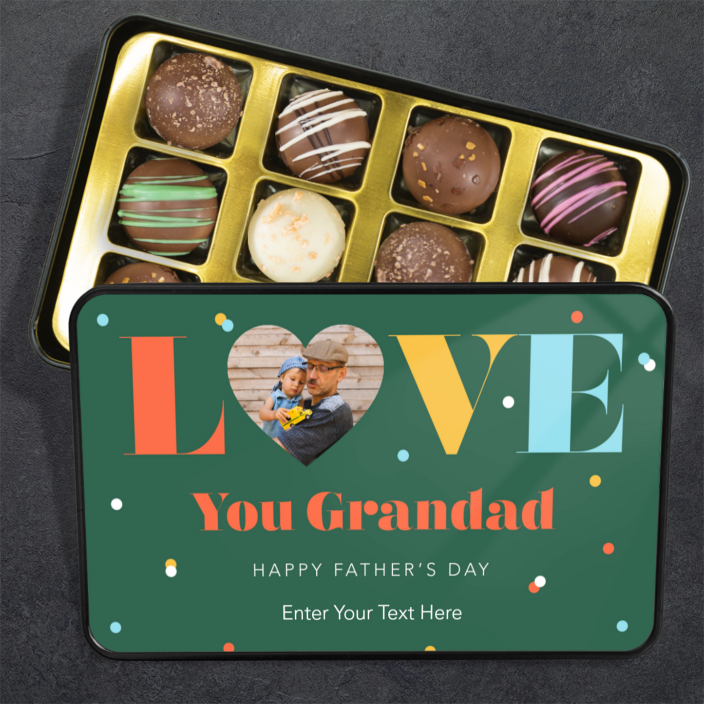 Love You Grandad Happy Father's Day Tin Of Handmade Chocolates