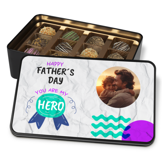 Happy Father's Day You Are My Hero Tin Of Handmade Chocolates