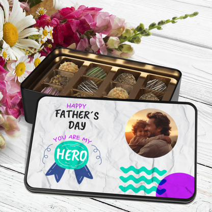 Happy Father's Day You Are My Hero Tin Of Handmade Chocolates