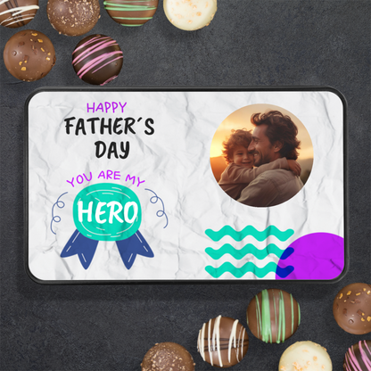 Happy Father's Day You Are My Hero Tin Of Handmade Chocolates