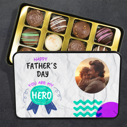 Happy Father's Day You Are My Hero Tin Of Handmade Chocolates