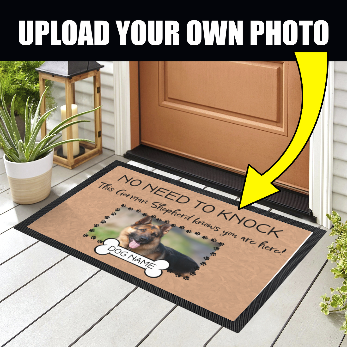 No Need To Knock This German Shepherd Knows You Are Here With Your Dogs Name & Photo Upload