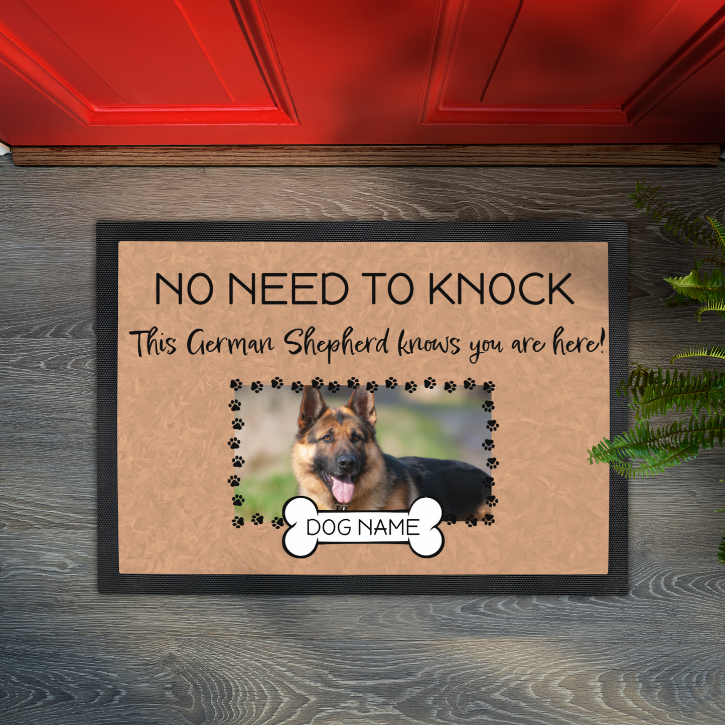 No Need To Knock This German Shepherd Knows You Are Here With Your Dogs Name & Photo Upload