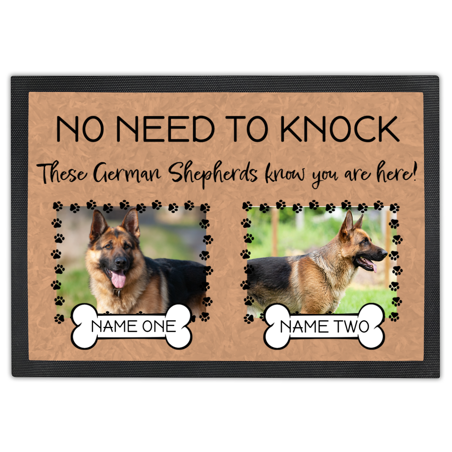 No Need To Knock These German Shepherds Know You Are Here With 2 Dogs Names & 2 Photo Uploads