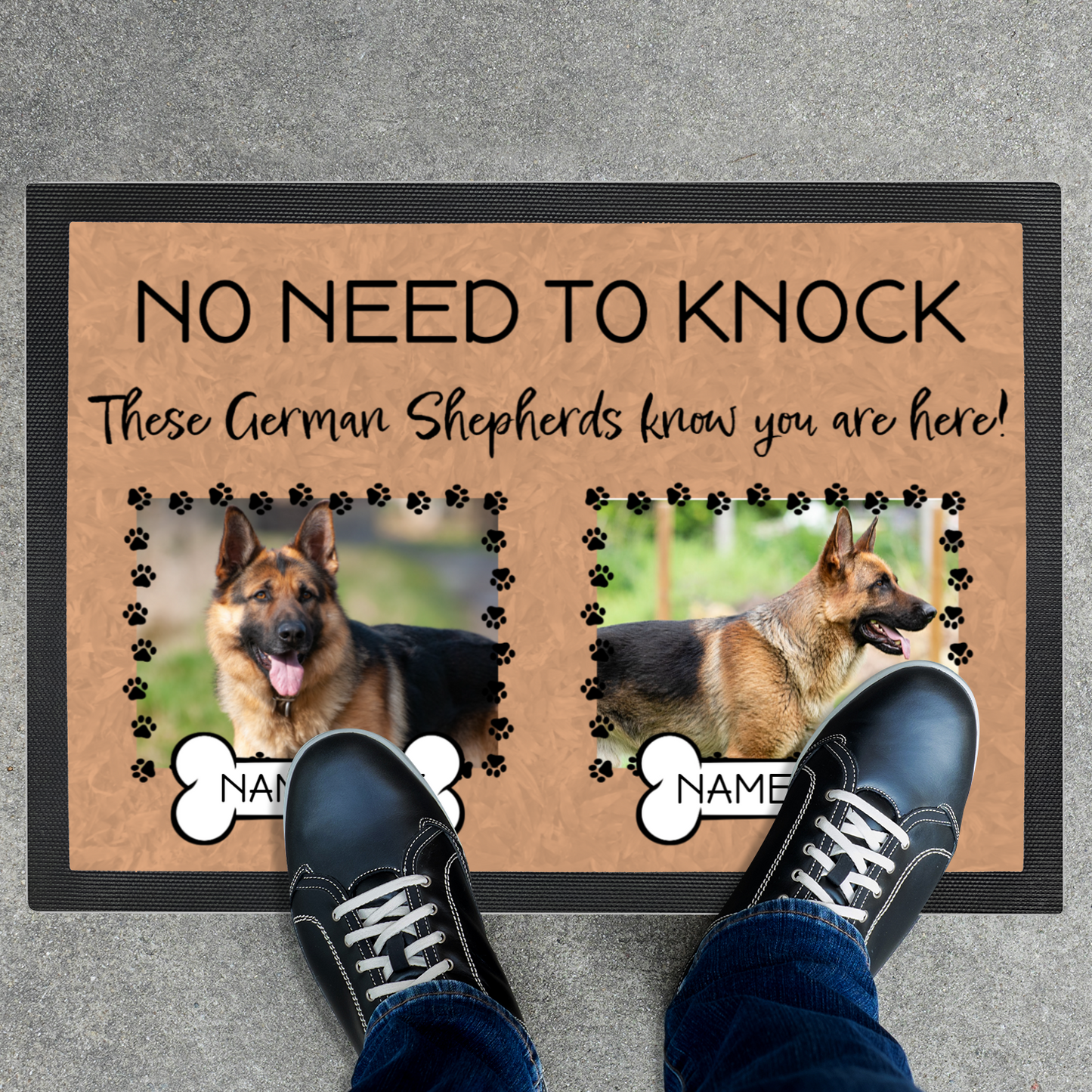 No Need To Knock These German Shepherds Know You Are Here With 2 Dogs Names & 2 Photo Uploads