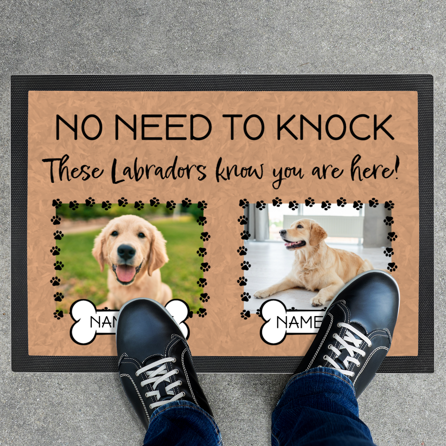 No Need To Knock These Labradors Know You Are Here With 2 Dogs Names & 2 Photo Uploads