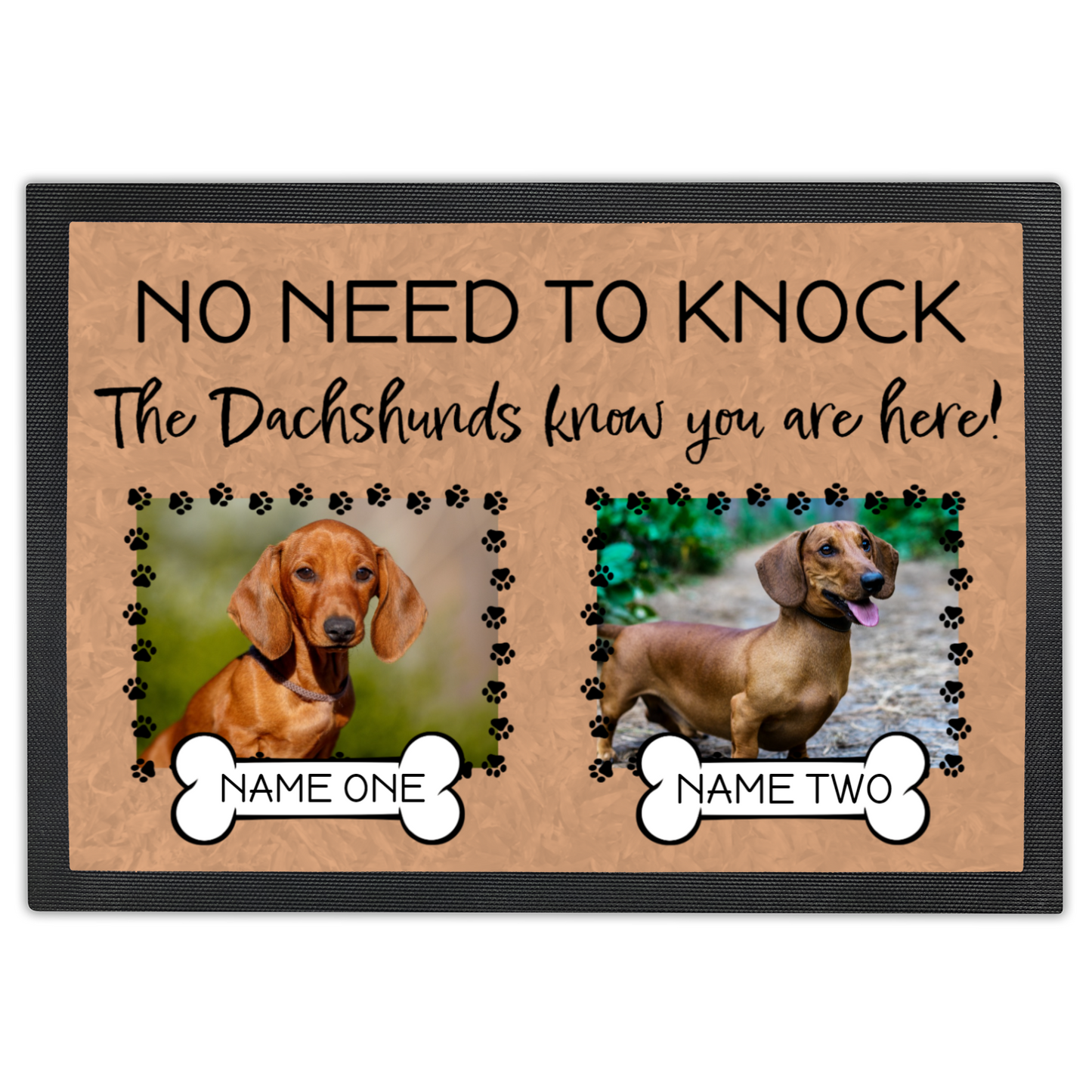 No Need To Knock These Dachshunds Know You Are Here With 2 Dogs Names & 2 Photo Uploads