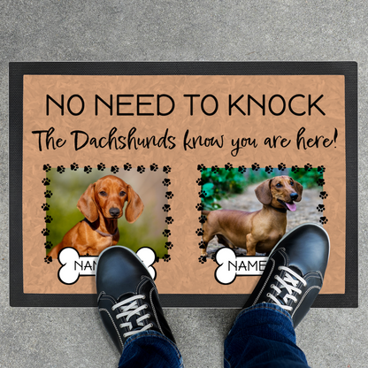 No Need To Knock These Dachshunds Know You Are Here With 2 Dogs Names & 2 Photo Uploads