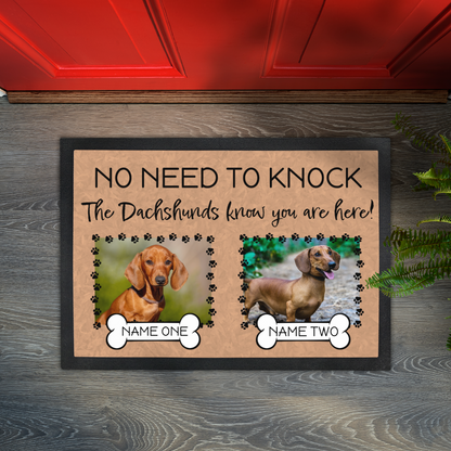 No Need To Knock These Dachshunds Know You Are Here With 2 Dogs Names & 2 Photo Uploads