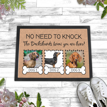 No Need To Knock These Dachshunds Know You Are Here With 3 Dogs Names &  3 Photo Uploads