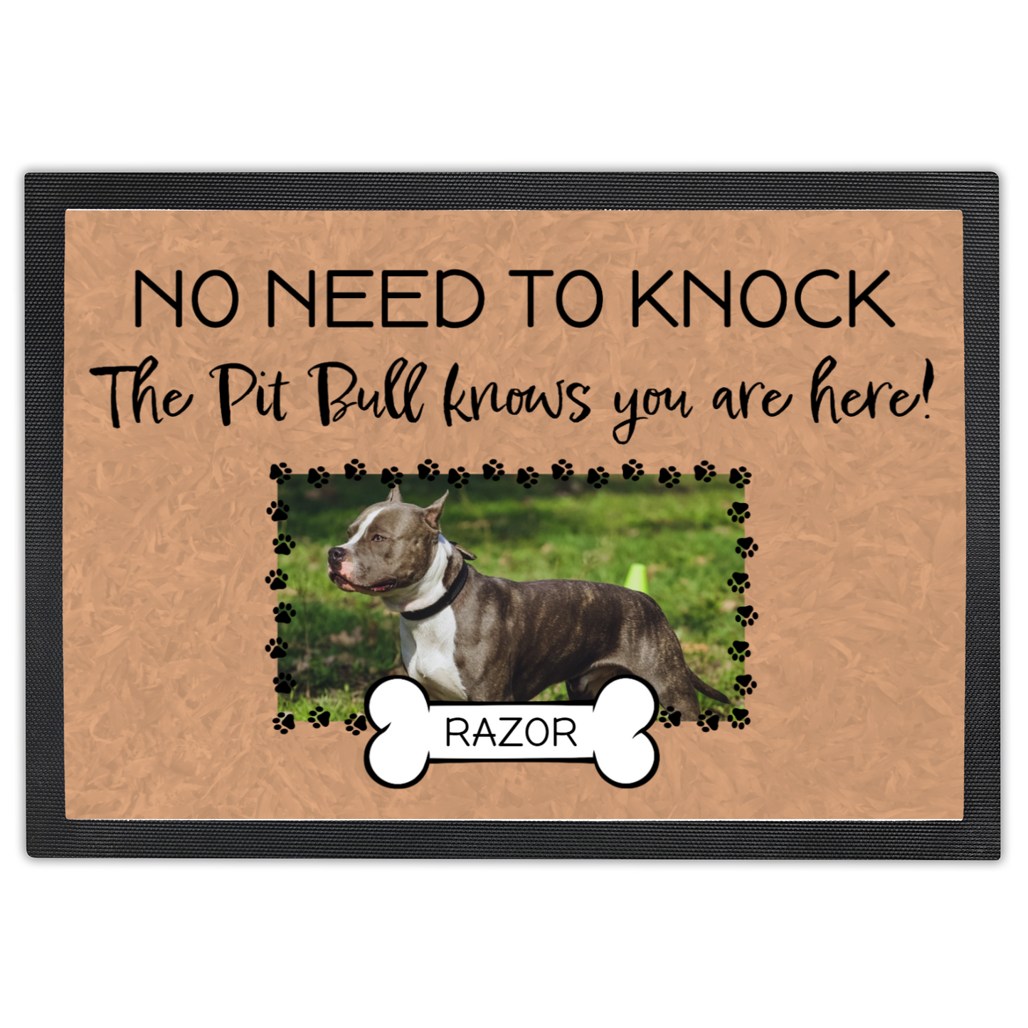 No Need To Knock This Pit Bull Knows You Are Here With Your Dogs Name & Photo Upload