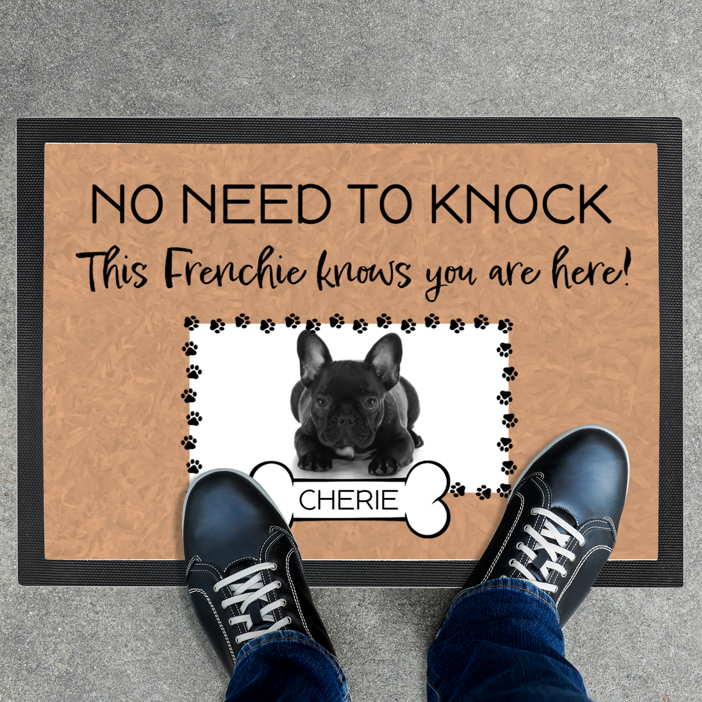 No Need To Knock This French Bulldog Knows You Are Here With Your Dogs Name & Photo Upload