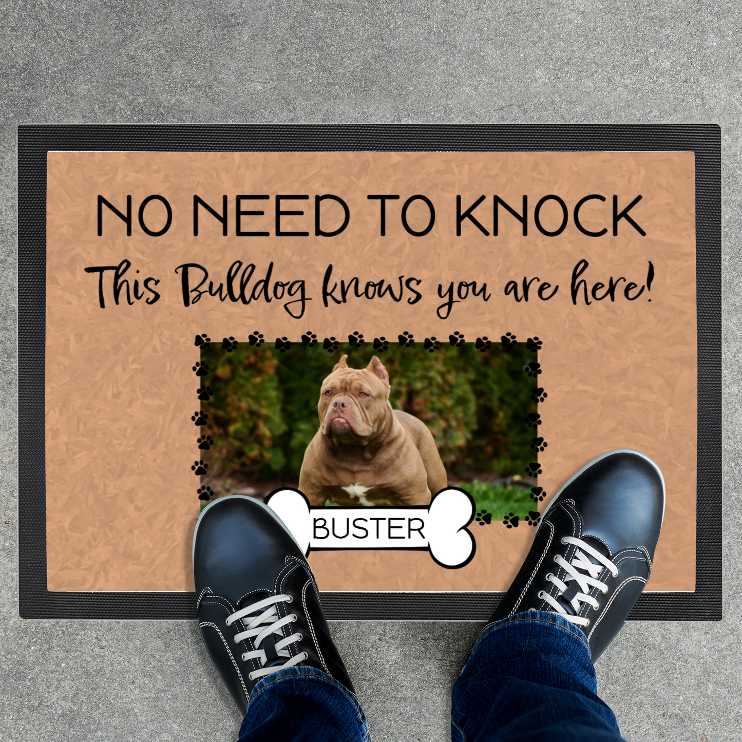 No Need To Knock This Bulldog Knows You Are Here With Your Dogs Name & Photo Upload