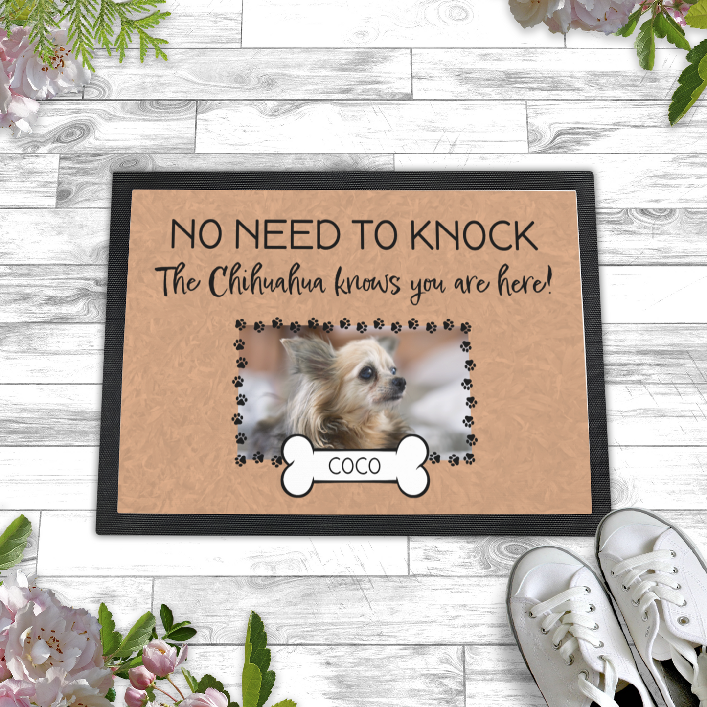 No Need To Knock This Chihuahua Knows You Are Here With Your Dogs Name & Photo Upload