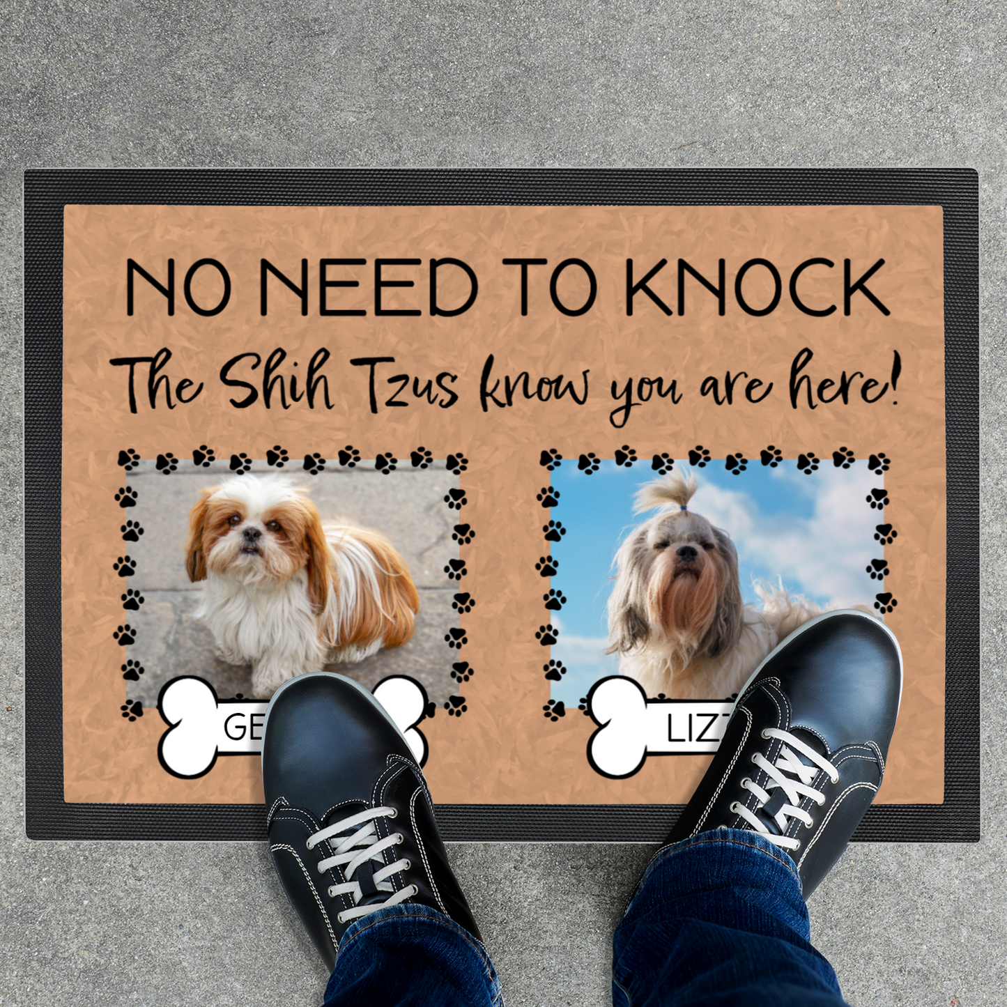 No Need To Knock These Shih Tzus Know You Are Here With 2 Dogs Names & 2 Photo Uploads