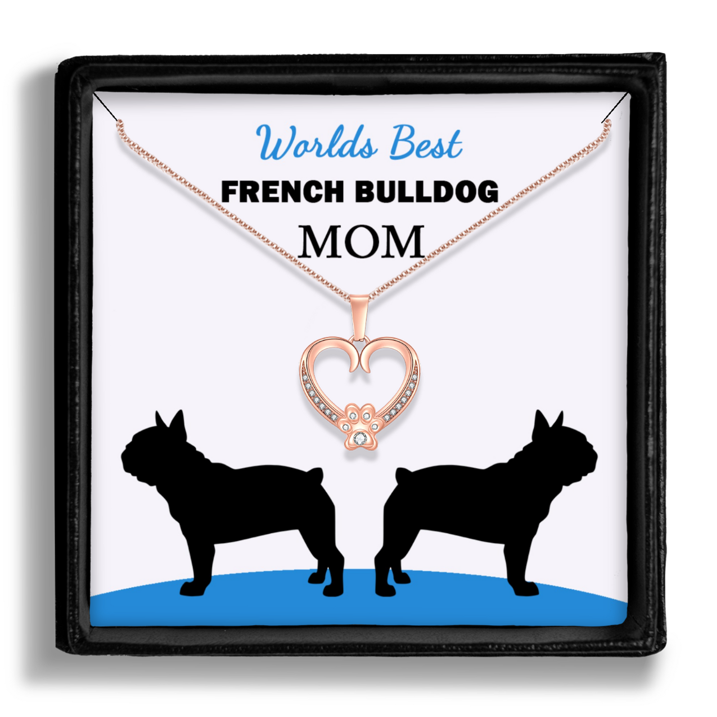 Worlds Best French Bulldog Mom Paw Heart Pendant