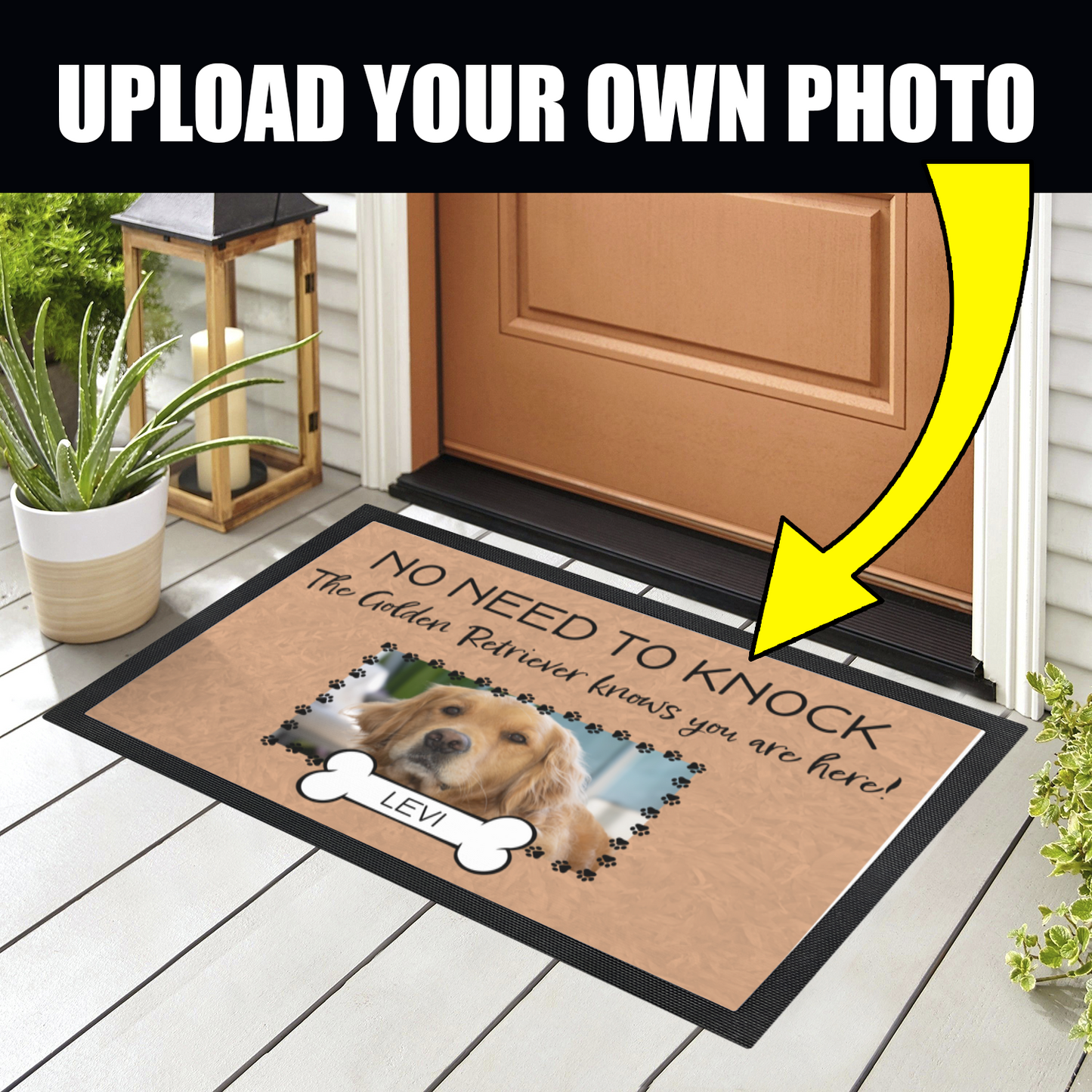 No Need To Knock This Golden Retriever Knows You Are Here With Your Dogs Name & Photo Upload