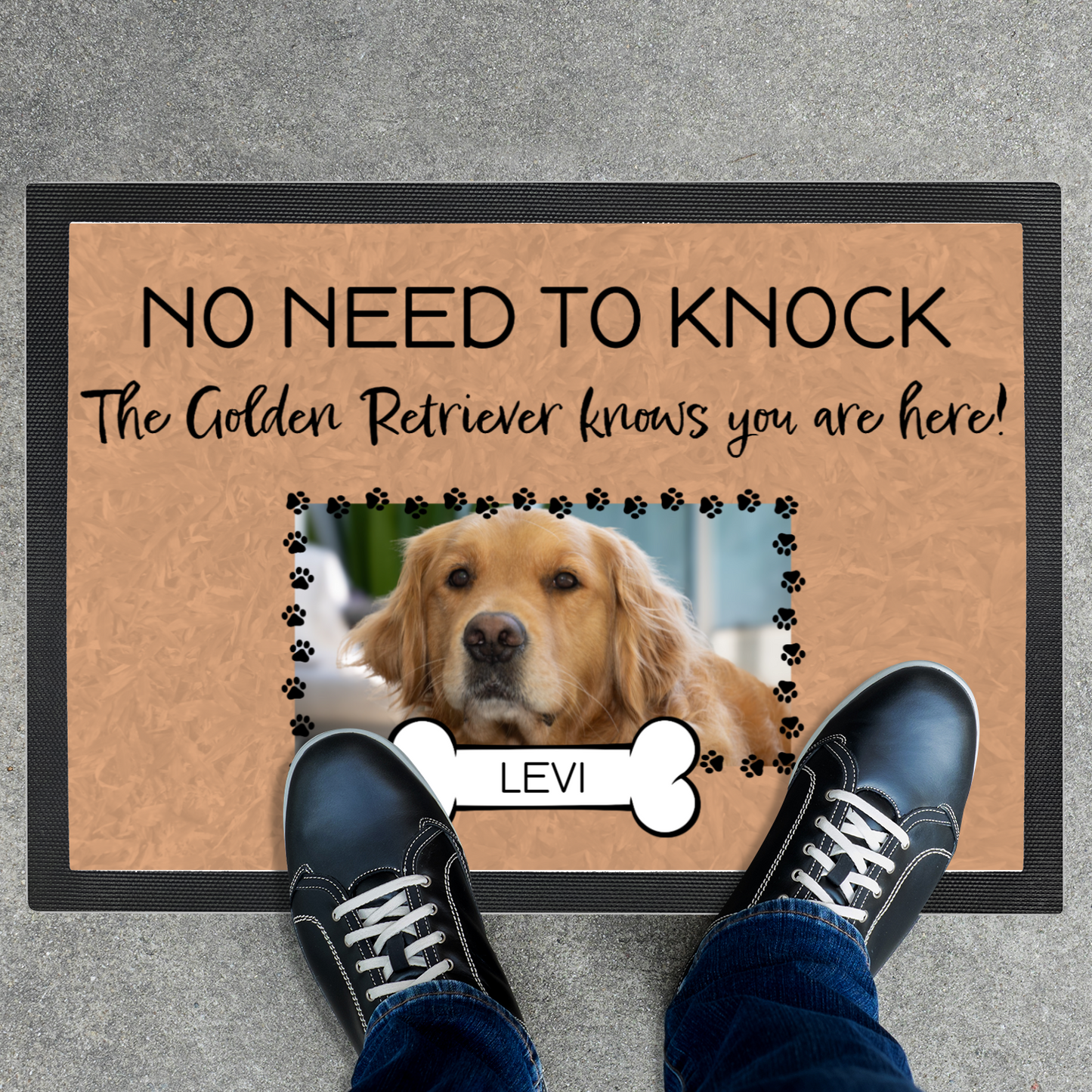 No Need To Knock This Golden Retriever Knows You Are Here With Your Dogs Name & Photo Upload