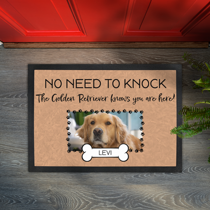 No Need To Knock This Golden Retriever Knows You Are Here With Your Dogs Name & Photo Upload