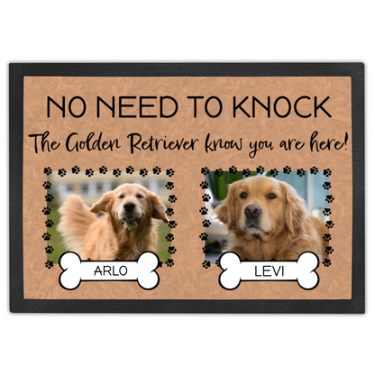 No Need To Knock These Golden Retrievers Know You Are Here With 2 Dogs Names & 2 Photo Uploads