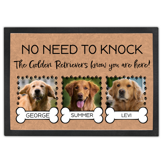 No Need To Knock These Golden Retrievers Know You Are Here With 3 Dogs Names &  3 Photo Uploads