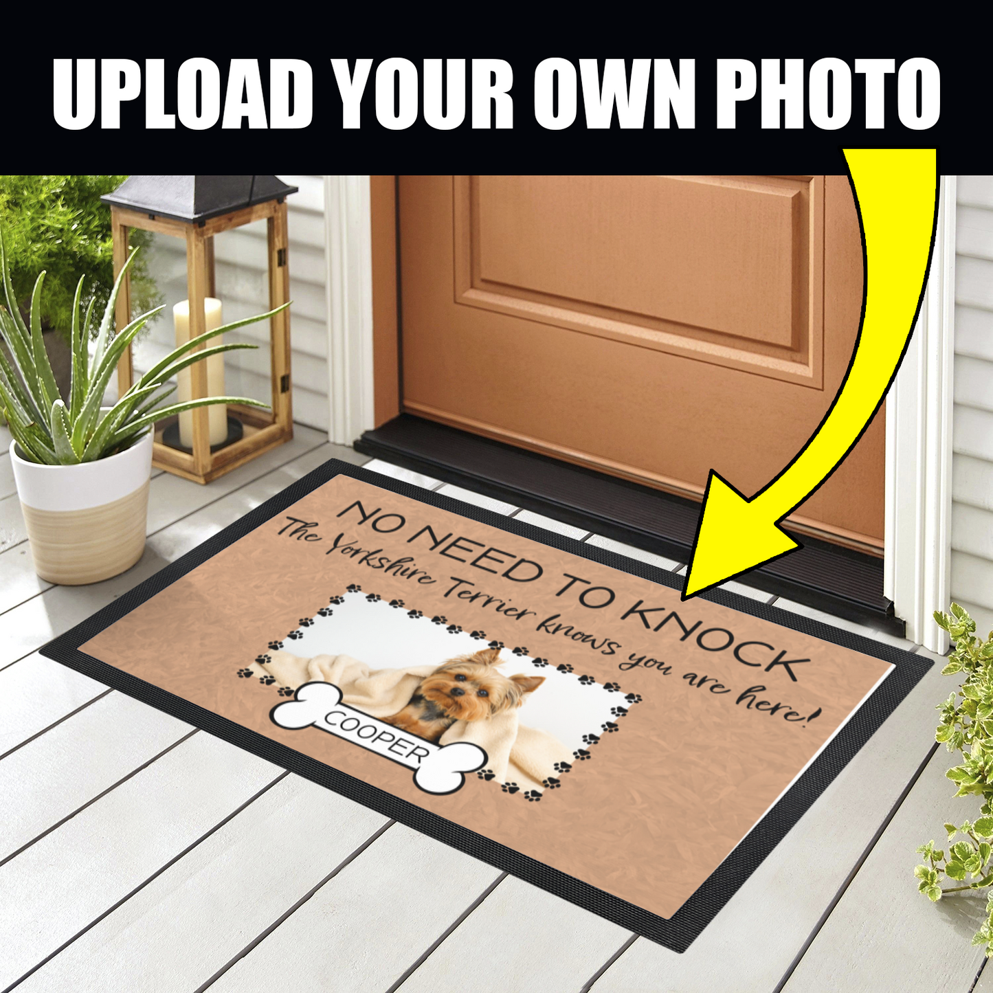 No Need To Knock This Yorkshire Terrier Knows You Are Here With Your Dogs Name & Photo Upload