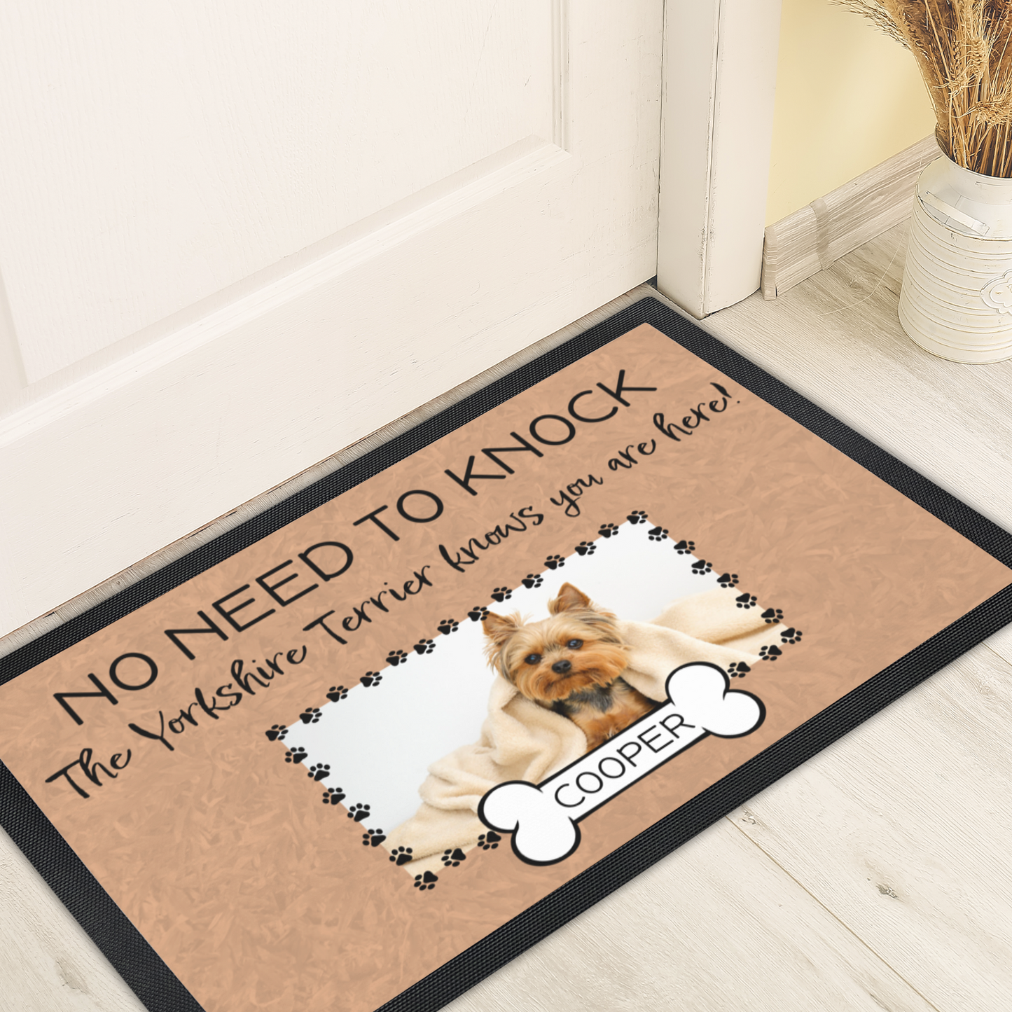 No Need To Knock This Yorkshire Terrier Knows You Are Here With Your Dogs Name & Photo Upload