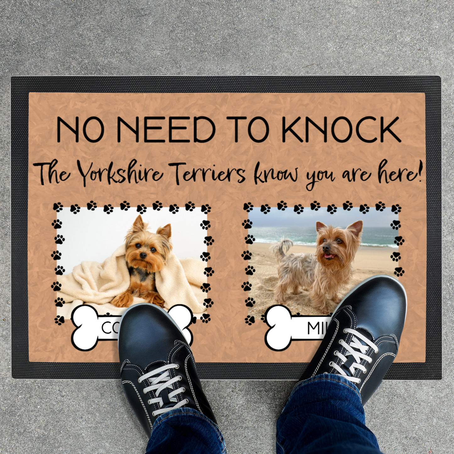 No Need To Knock These Yorkshire Terriers Know You Are Here With 2 Dogs Names & 2 Photo Uploads