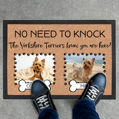 No Need To Knock These Yorkshire Terriers Know You Are Here With 2 Dogs Names & 2 Photo Uploads