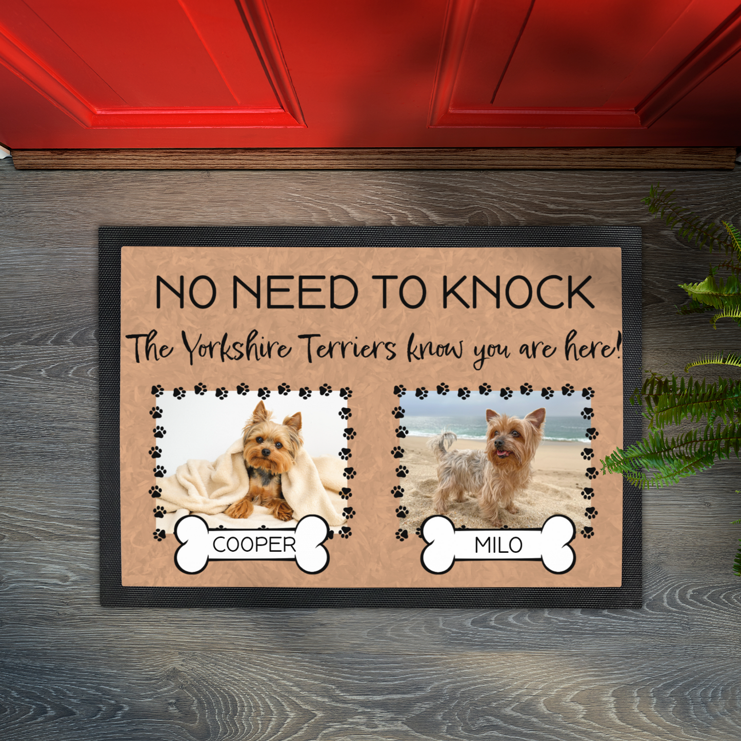 No Need To Knock These Yorkshire Terriers Know You Are Here With 2 Dogs Names & 2 Photo Uploads