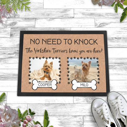 No Need To Knock These Yorkshire Terriers Know You Are Here With 2 Dogs Names & 2 Photo Uploads