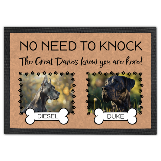 No Need To Knock These Great Danes Know You Are Here With 2 Dogs Names & 2 Photo Uploads