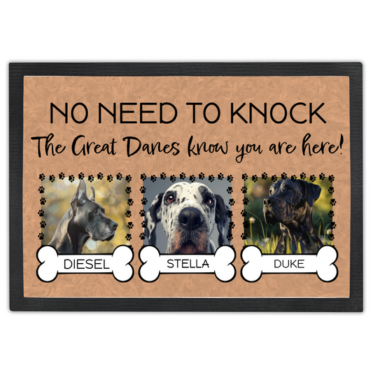 No Need To Knock These Great Danes Know You Are Here With 3 Dogs Names &  3 Photo Uploads