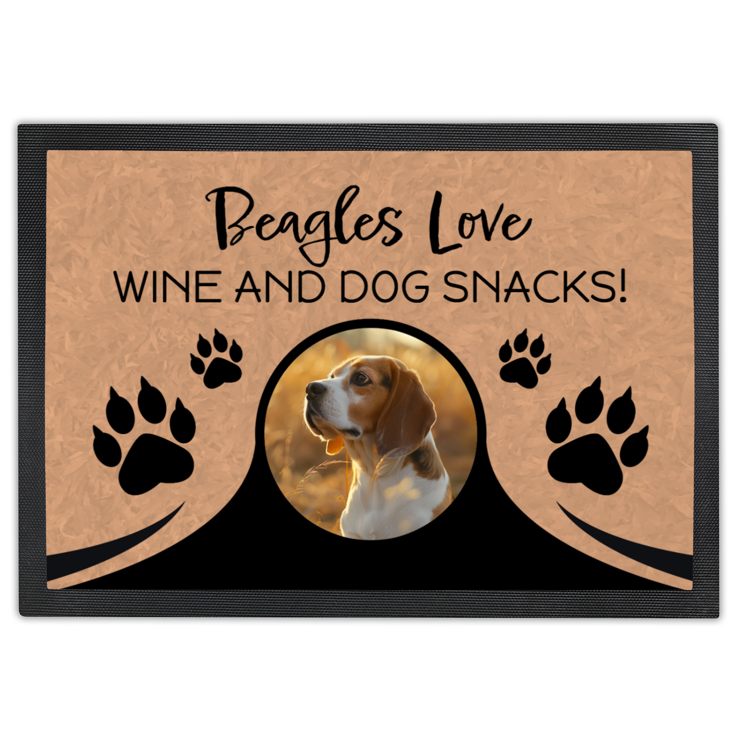 Beagles Love Wine & Dog Snacks Personalized Doormat With Photo Upload