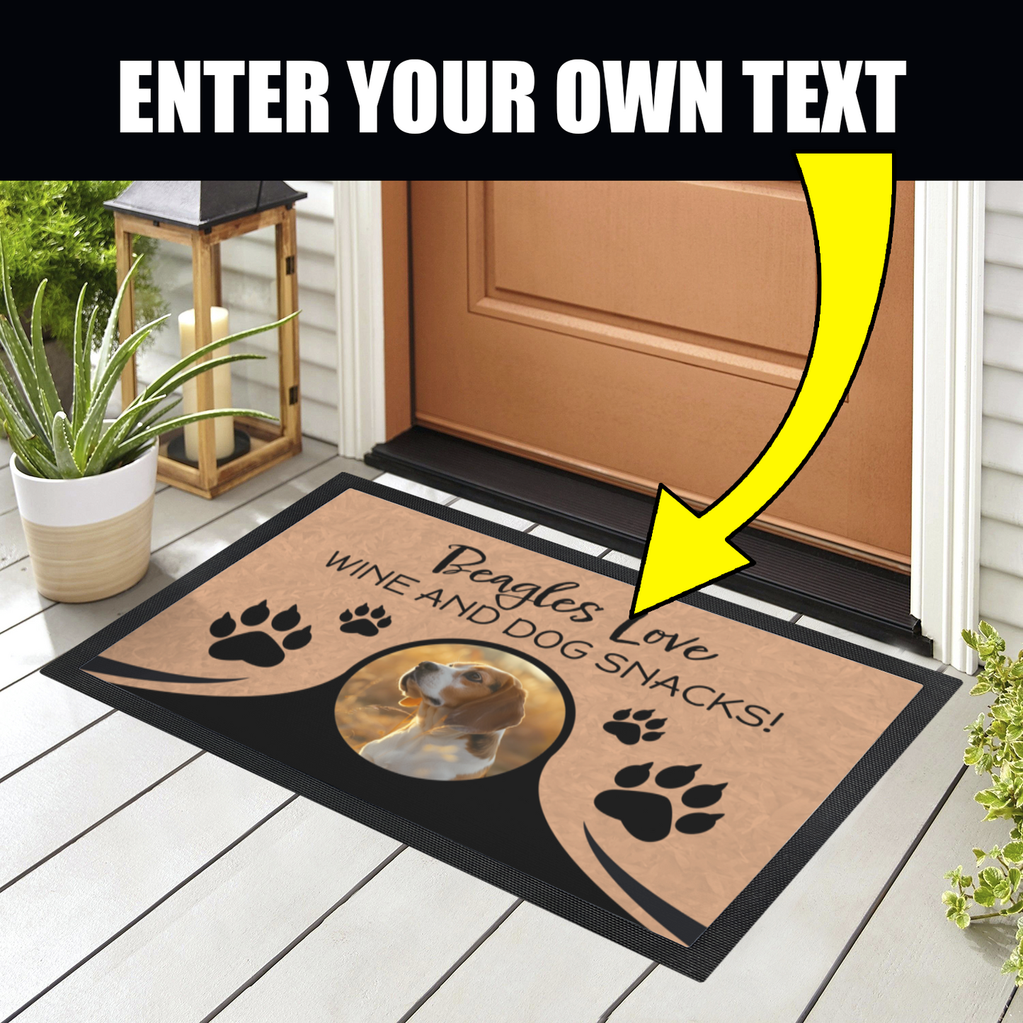 Beagles Love Wine & Dog Snacks Personalized Doormat With Photo Upload