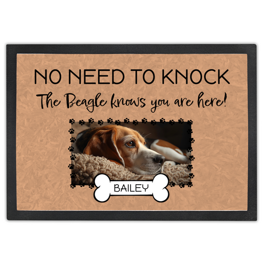 No Need To Knock This Beagle Knows You Are Here With Your Dogs Name & Photo Upload