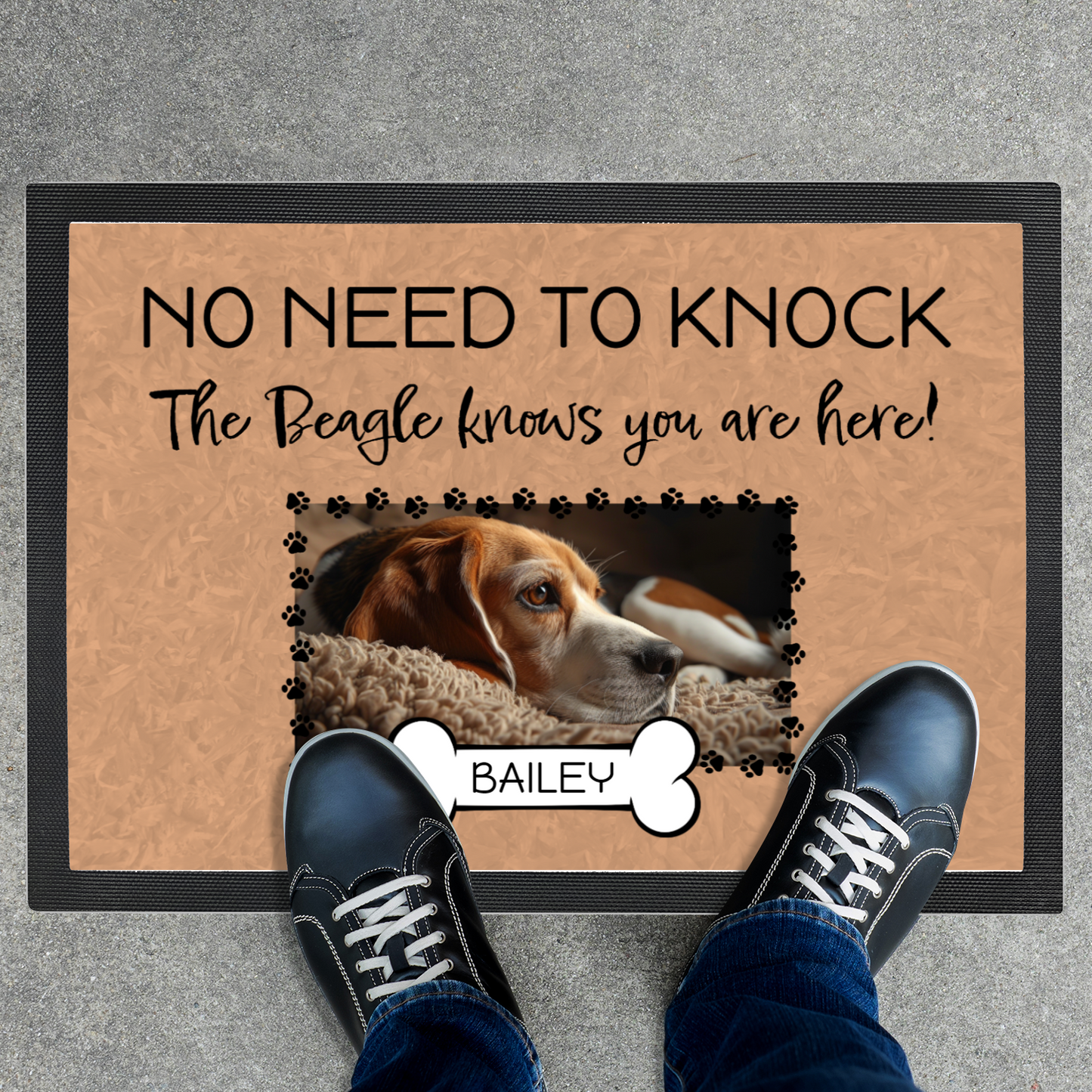 No Need To Knock This Beagle Knows You Are Here With Your Dogs Name & Photo Upload