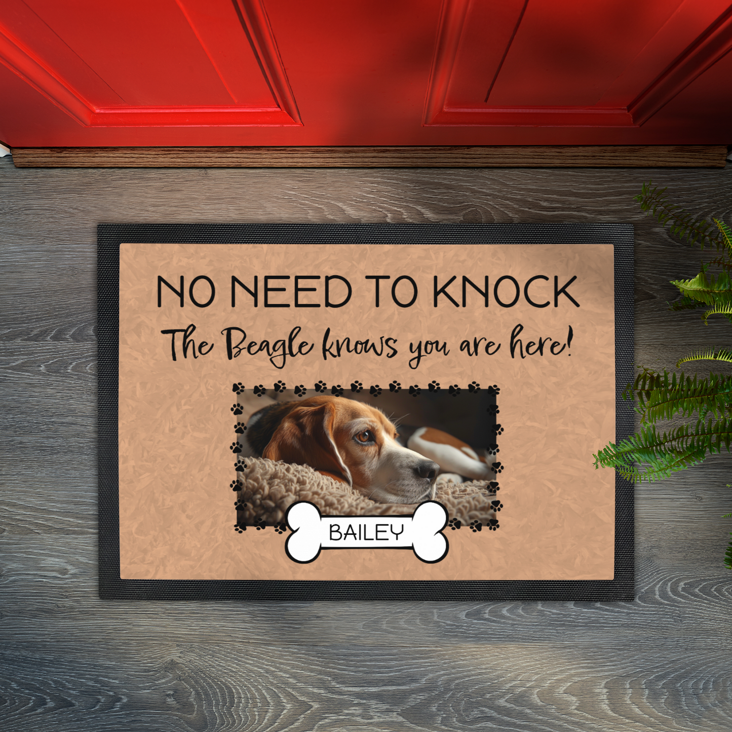 No Need To Knock This Beagle Knows You Are Here With Your Dogs Name & Photo Upload