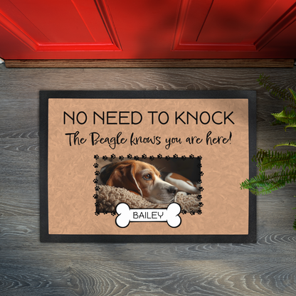 No Need To Knock This Beagle Knows You Are Here With Your Dogs Name & Photo Upload