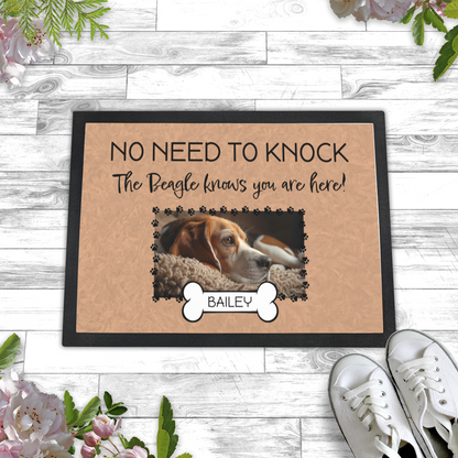 No Need To Knock This Beagle Knows You Are Here With Your Dogs Name & Photo Upload