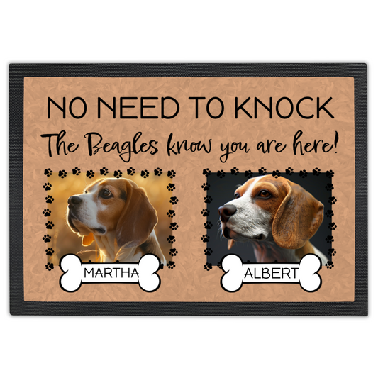 No Need To Knock These Beagles Know You Are Here With 2 Dogs Names & 2 Photo Uploads