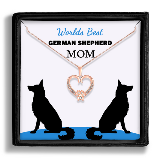 Worlds Best German Shepherd Mom Paw Heart Pendant