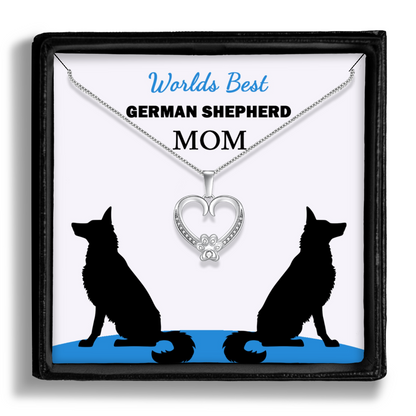 Worlds Best German Shepherd Mom Paw Heart Pendant