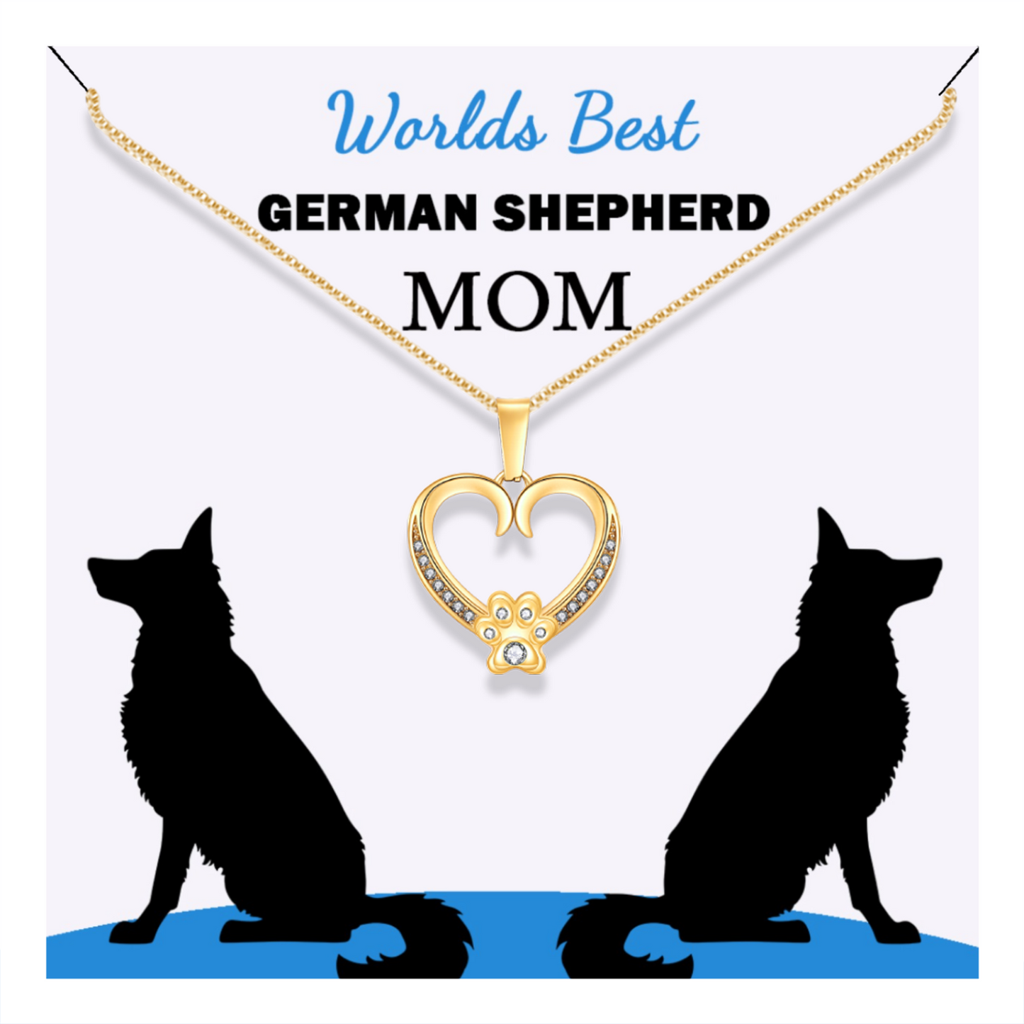 Worlds Best German Shepherd Mom Paw Heart Pendant