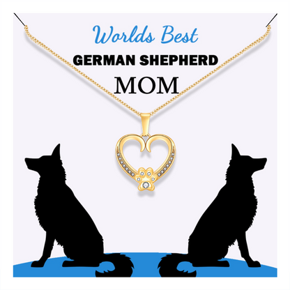 Worlds Best German Shepherd Mom Paw Heart Pendant