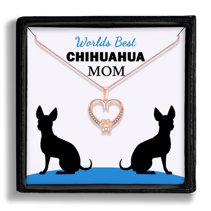 Worlds Best Chihuahua Mom Paw Heart Pendant