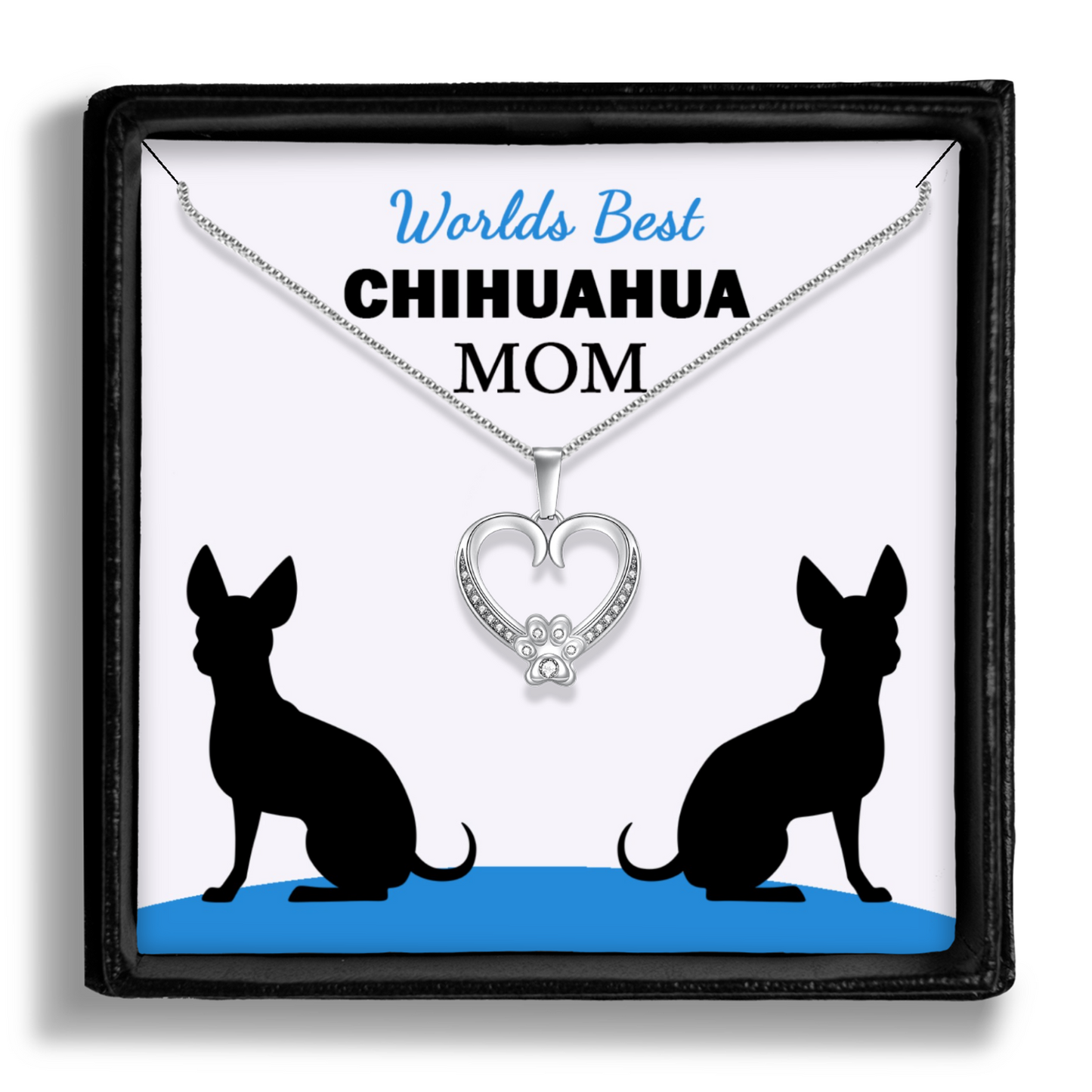 Worlds Best Chihuahua Mom Paw Heart Pendant